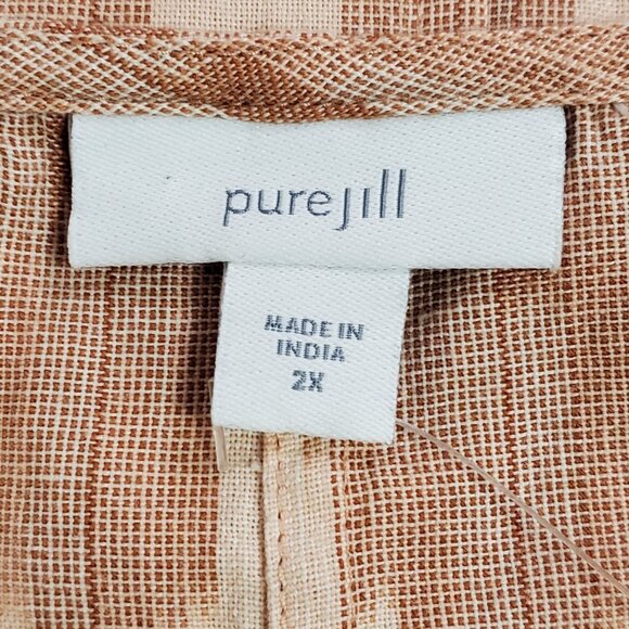 Pure Jill Womens Coastal Artsy Ikat Maxi Dress Size 2X Orange Sleeveless NWT - Picture 6 of 12